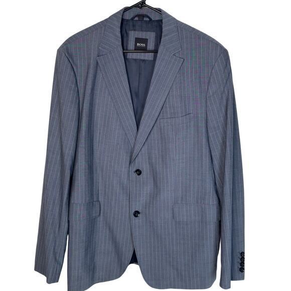 Hugo Boss Men's 44R Wool Coastus Blazer Pinstripe 2 Button Suit Jacket Gray EUC! - Picture 1 of 6